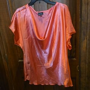 Nicole Miller Vibrant Orange Satin Blouse